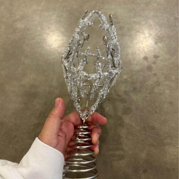 Christmas tree topper. Silver/beaded. New! - Picture 3 of 10